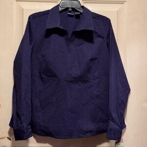 NWT In Due Time Navy Blue Maternity Shirt Blouse sz L
